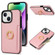 Ring Card Litchi Leather Back Phone Case for iPhone 14 Plus - Pink