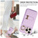 Horizontal Card Bag Ring Holder Phone Case with Dual Lanyard for iPhone 14 Plus - Purple