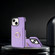 Ring Card Litchi Leather Back Phone Case for iPhone 14 Plus - Purple