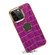 Denior Crocodile Texture Genuine Leather Electroplating Phone Case for iPhone 14 Plus - Purple