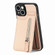 Carbon Fiber Vertical Flip Zipper Phone Case for iPhone 14 Plus - Khaki