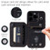 Grid Texture Card Bag Phone Case with Lanyard for iPhone 14 Pro - Black