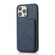 Calf Texture Magnetic Card Bag Case for iPhone 14 Pro - Blue