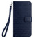 Rhombic Texture Leather Phone Case with Lanyard for iPhone 14 Pro - Blue