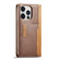 LC.IMEEKE LC-001 Color Matching Frosted Leather Phone Case for iPhone 14 Pro - Brown