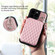Grid Texture Card Bag Phone Case with Lanyard for iPhone 14 Pro - Rose Gold