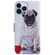 Coloured Drawing Flip Leather Phone Case for iPhone 14 Pro - Pug