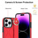 Non-slip Full Coverage Ring PU Phone Case with Wristband for iPhone 14 Pro - Red