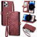 Geometric Zipper Wallet Side Buckle Leather Phone Case for iPhone 14 Pro - Red