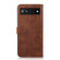 KHAZNEH Dual-color Cowhide Texture Flip Leather Phone Case for Google Pixel 7a - Brown