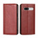 Grid Texture Magnetic Flip Leather Phone Case for Google Pixel 7a - Red