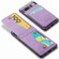 Fierre Shann Crazy Horse Card Holder Back Cover PU Phone Case for Google Pixel 8 Pro - Purple