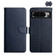 HT02 Genuine Leather Fingerprint-proof Flip Phone Case for Google Pixel 8 Pro - Blue