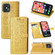 Cute Cat and Dog Embossed Horizontal Flip Leather Case with Holder & Card Slots & Wallet & Lanyard for iPhone 13 Pro Max - Yellow