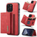 DG.MING M1 Series 3-Fold Multi Card Wallet Shockproof Case with Holder Function for iPhone 13 Pro Max - Red