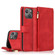 Skin-feel Crazy Horse Texture Zipper Wallet Bag Horizontal Flip Leather Case with Holder & Card Slots & Wallet & Lanyard for iPhone 13 Pro Max - Red