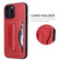 Fierre Shann Full Coverage Protective Leather Case with Holder & Card Slot for iPhone 13 Pro Max - Red