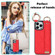 Non-slip Full Coverage Ring PU Phone Case with Wristbandfor iPhone 13 Pro Max - Red