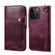 Denior Oil Wax Cowhide Magnetic Button Genuine Leather Case for iPhone 13 Pro Max - Purple