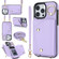 Zipper Card Bag Phone Case with Dual Lanyardfor iPhone 13 Pro Max - Purple