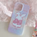 Painted Pattern PC Phone Casefor iPhone 13 Pro Max - Pink Bowknot Bunny