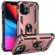 Shockproof TPU + PC Protective Case with 360 Degree Rotating Holder for iPhone 13 Pro Max - Rose Gold