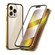 HD Magnetic Metal Frame Double-sided Tempered Glass Phone Case for iPhone 13 Pro Max - Gold