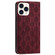 Lucky Flowers Embossing Pattern Magnetic Horizontal Flip Leather Case with Holder & Card Slots for iPhone 13 Pro Max - Wine Red