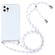 Four-corner Shockproof Transparent TPU Protective Case with Lanyard for iPhone 13 Pro Max - White Thin Black