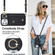 Zipper Card Bag Phone Case with Dual Lanyard for iPhone 13 Pro - Black