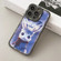 Liquid Silicone Oil Painting Rabbit Phone Case for iPhone 13 Pro - Black Blue Grey