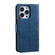 Nail Skin Feel Stitching Calf Texture Leather Phone Case for iPhone 13 Pro - Blue