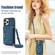 Three-fold RFID Leather Phone Case with Lanyard for iPhone 13 Pro - Blue