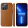 Lamb Grain PU Back Cover Phone Case for iPhone 13 Pro - Brown