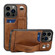 Suteni 215 Wrist Strap PU Phone Case for iPhone 13 Pro - Brown