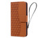 Business Diamond Buckle Leather Phone Case with Lanyard for iPhone 13 Pro - Brown