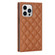 Grid Texture Lanyard Zipper Leather Phone Case for iPhone 13 Pro - Brown