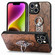 Snakeskin Leather Back Cover Ring Phone Case for iPhone 13 Pro - Brown