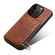 Imitation Crocodile Leather Back Phone Case with Holder for iPhone 13 Pro - Brown