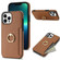 Ring Card Litchi Leather Back Phone Case for iPhone 13 Pro - Brown