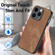 Vintage Leather PC Back Cover Phone Case for iPhone 13 Pro - Brown