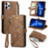 Geometric Zipper Wallet Side Buckle Leather Phone Case for iPhone 13 Pro - Brown