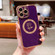 Electroplate Side Roses Flower MagSafe Phone Case for iPhone 13 Pro - Dark Purple
