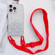 Lanyard Glitter Epoxy Clear Phone Case for iPhone 13 Pro - Red