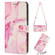 Crossbody Painted Marble Pattern Leather Phone Case for iPhone 13 Pro - Rose Gold