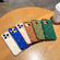 Diamond Lattice Varnish TPU Phone Case for iPhone 13 Pro - Olive Green