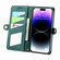 Geometric Zipper Wallet Side Buckle Leather Phone Case for iPhone 13 Pro - Green