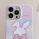 Painted Pattern PC Phone Case for iPhone 13 Pro - Pink Bowknot Bunny