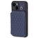 Grid Texture Card Bag Phone Case with Lanyard for iPhone 13 - Blue