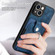 Retro Skin-feel Ring Card Wallet Phone Case for iPhone 13 - Blue